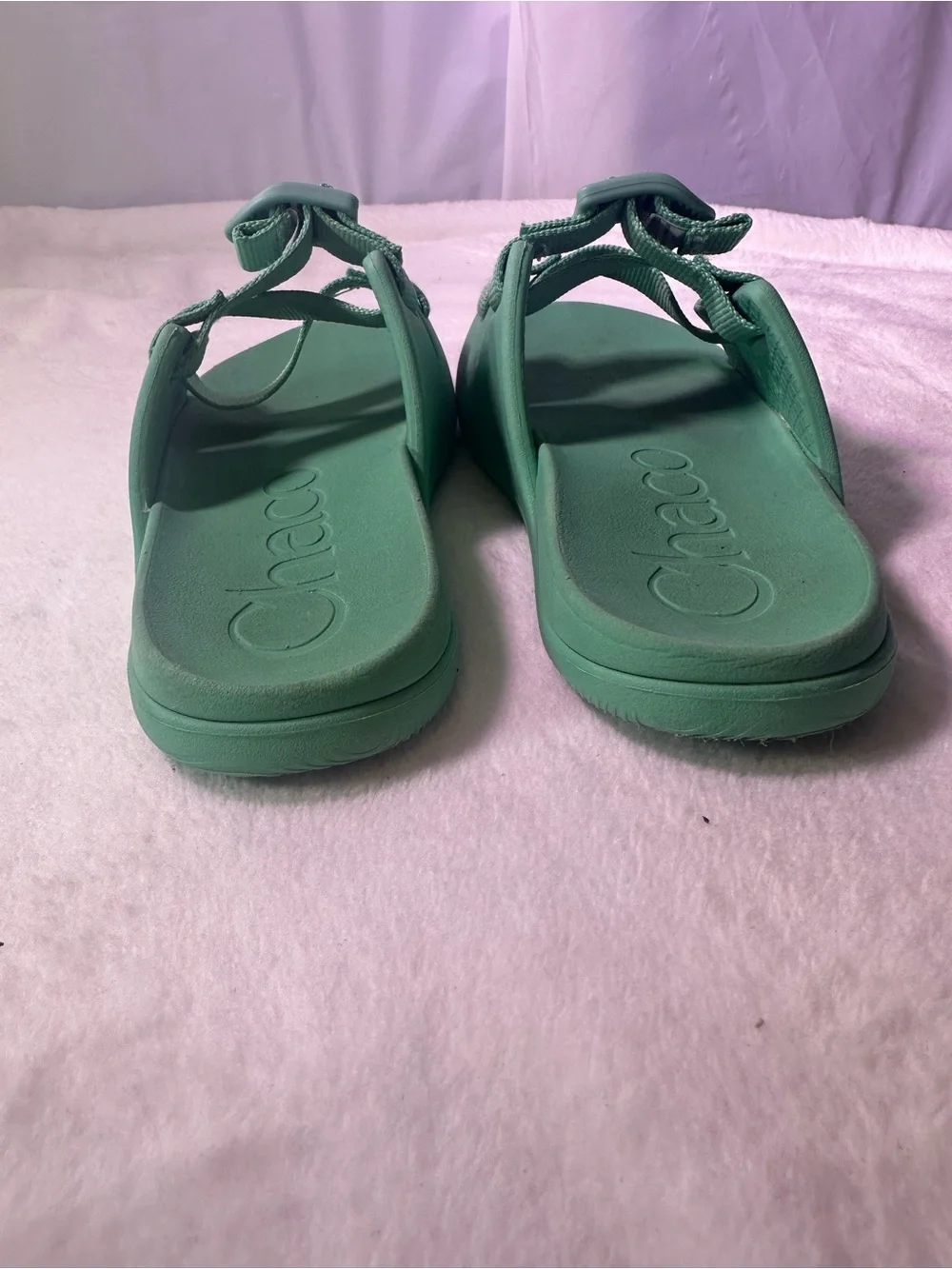 Chaco Seafoam Green Two-Strap Slide Sandals